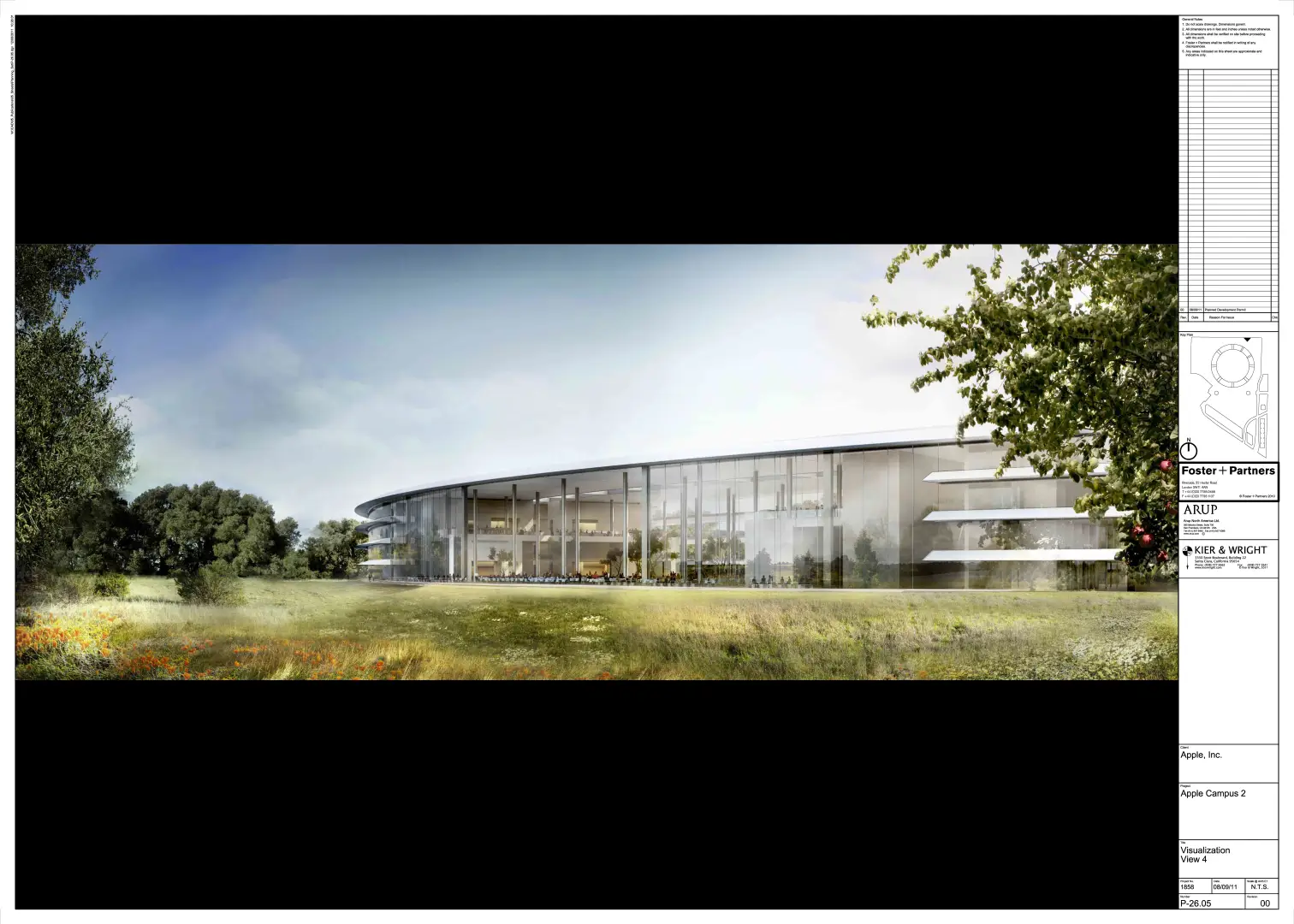 ApplePark建筑设计鸟瞰图及渲染效果