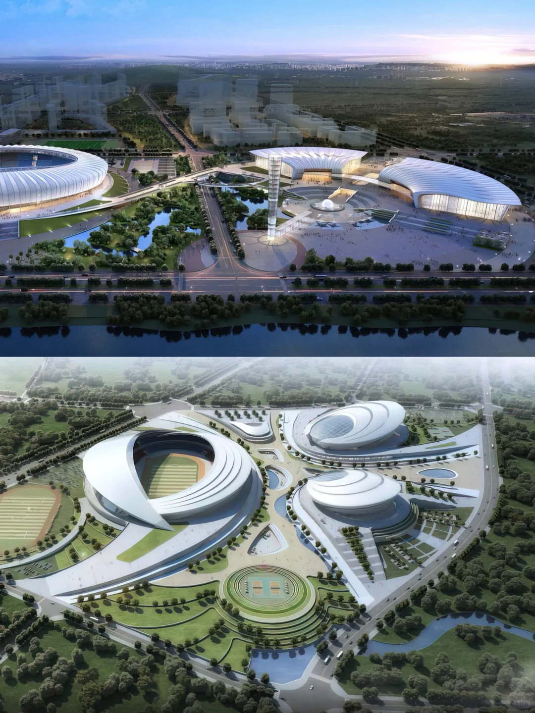 光影的协奏曲!体育建筑日夜美学盛宴