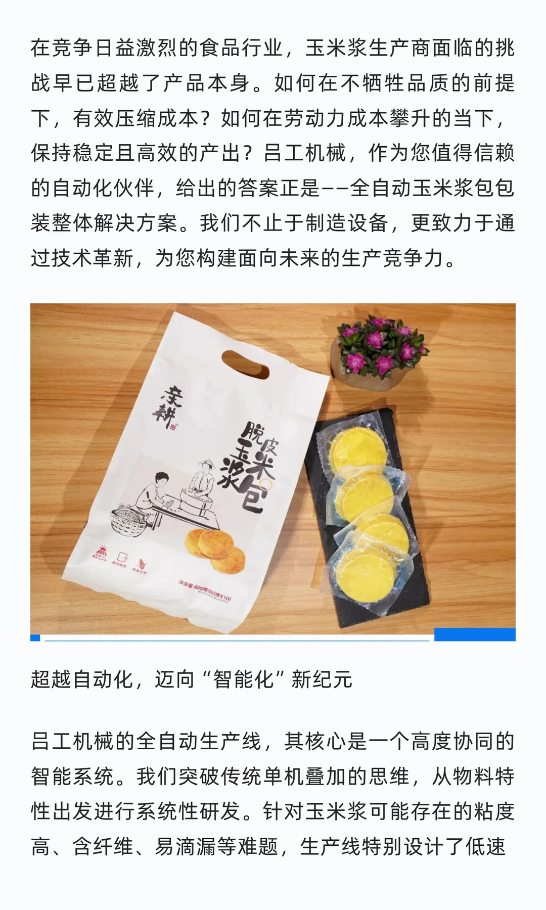 智领未来，包罗万象—全自动玉米浆包生产线