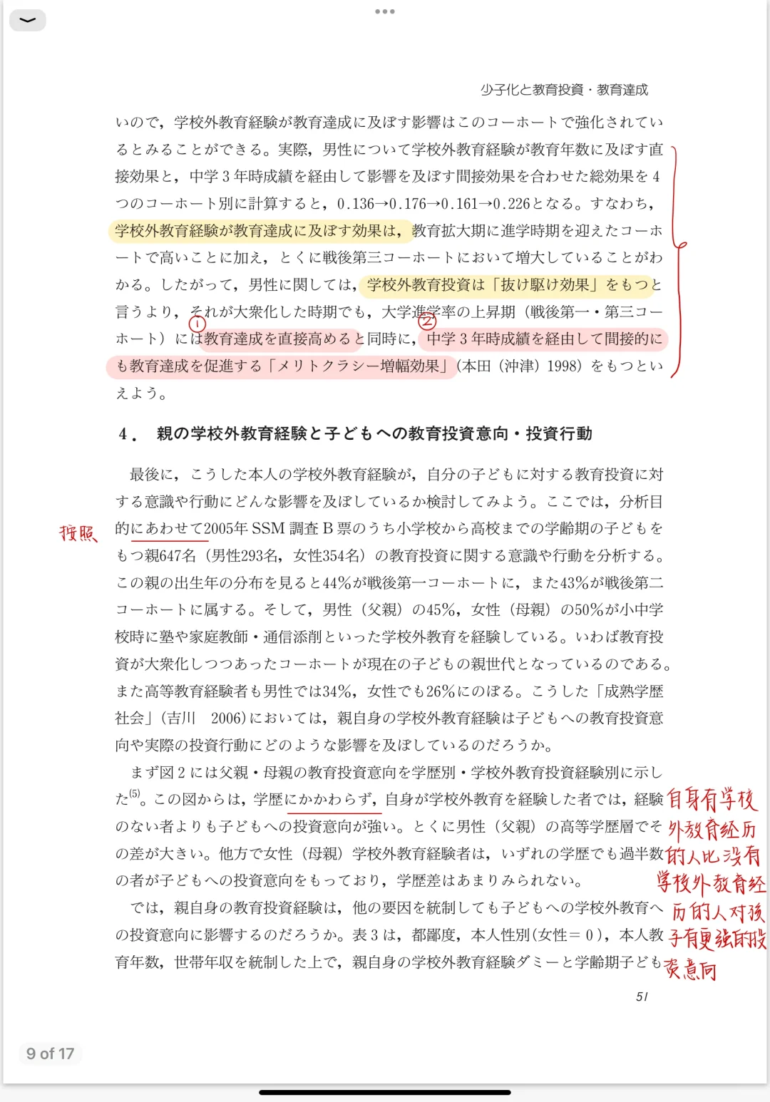 每日一篇文献/学校外教育投資、教育達成