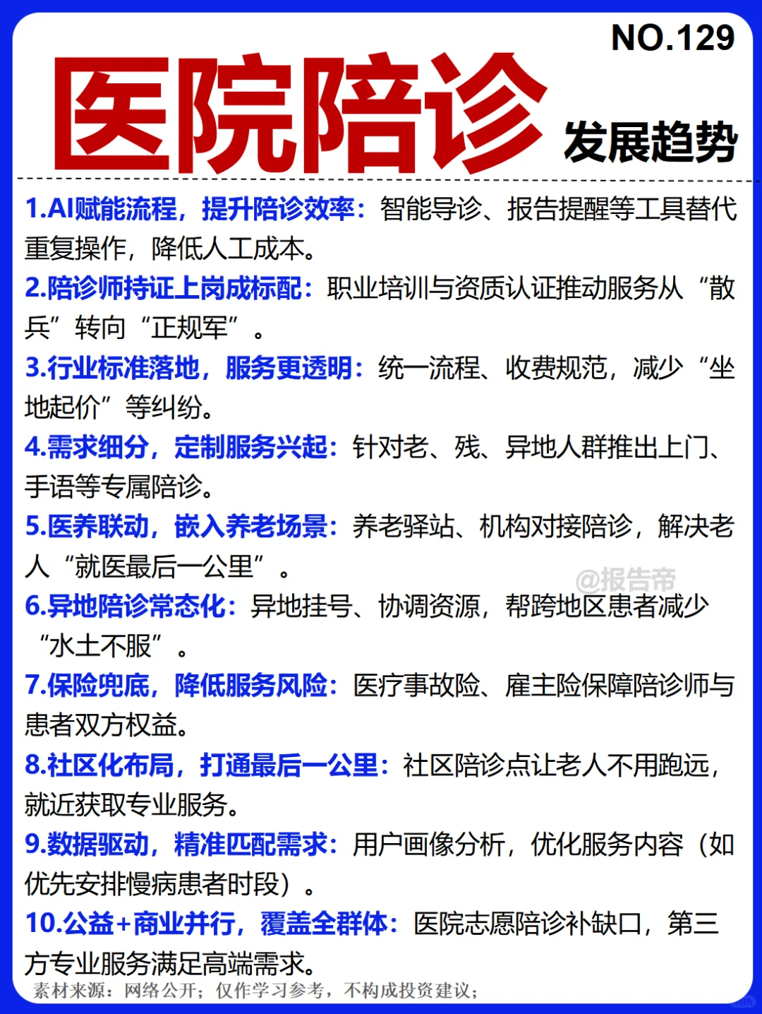 医院陪诊 13图精析～1天1条产业链