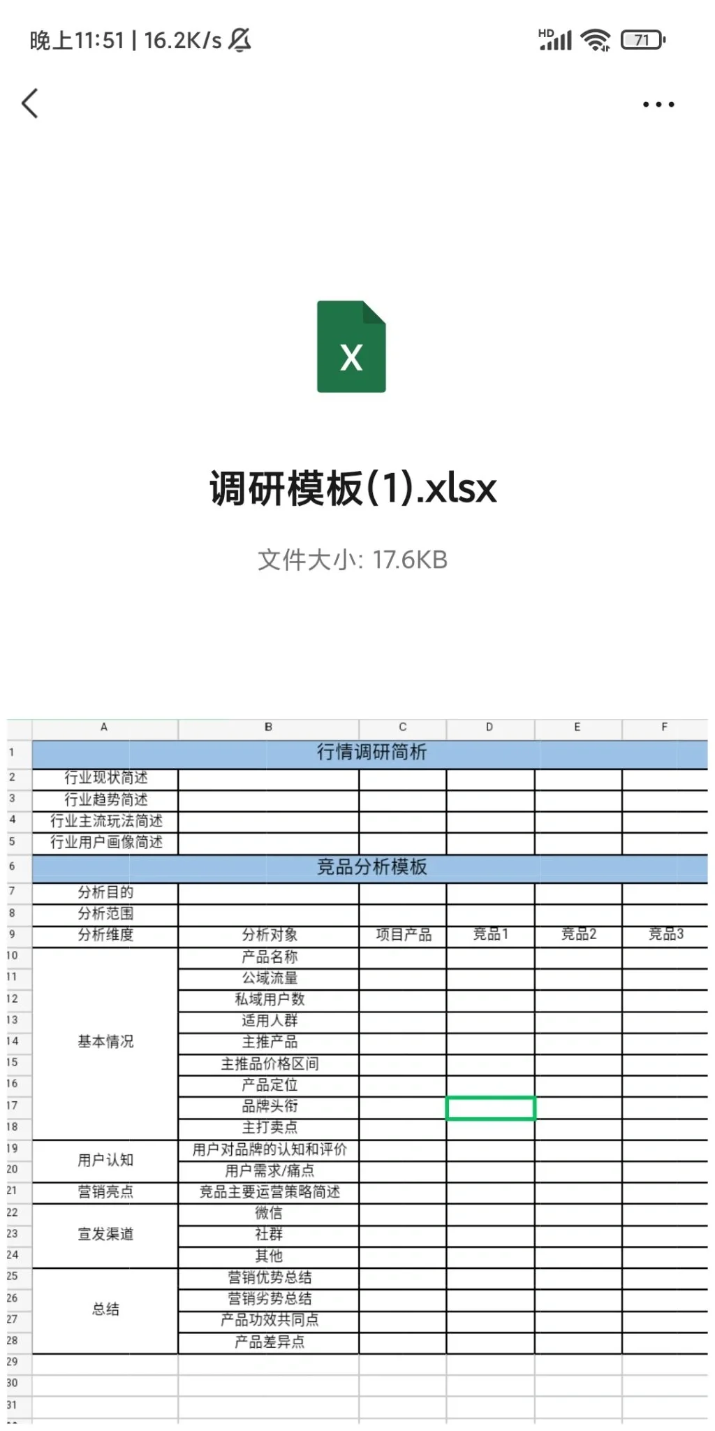 领导给了我这份调研模板，一切变得特别清晰
