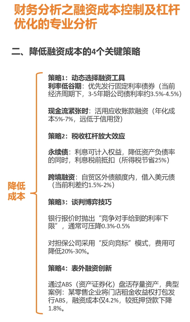 ??财务分析之融资成本控制及杆杠优化分析