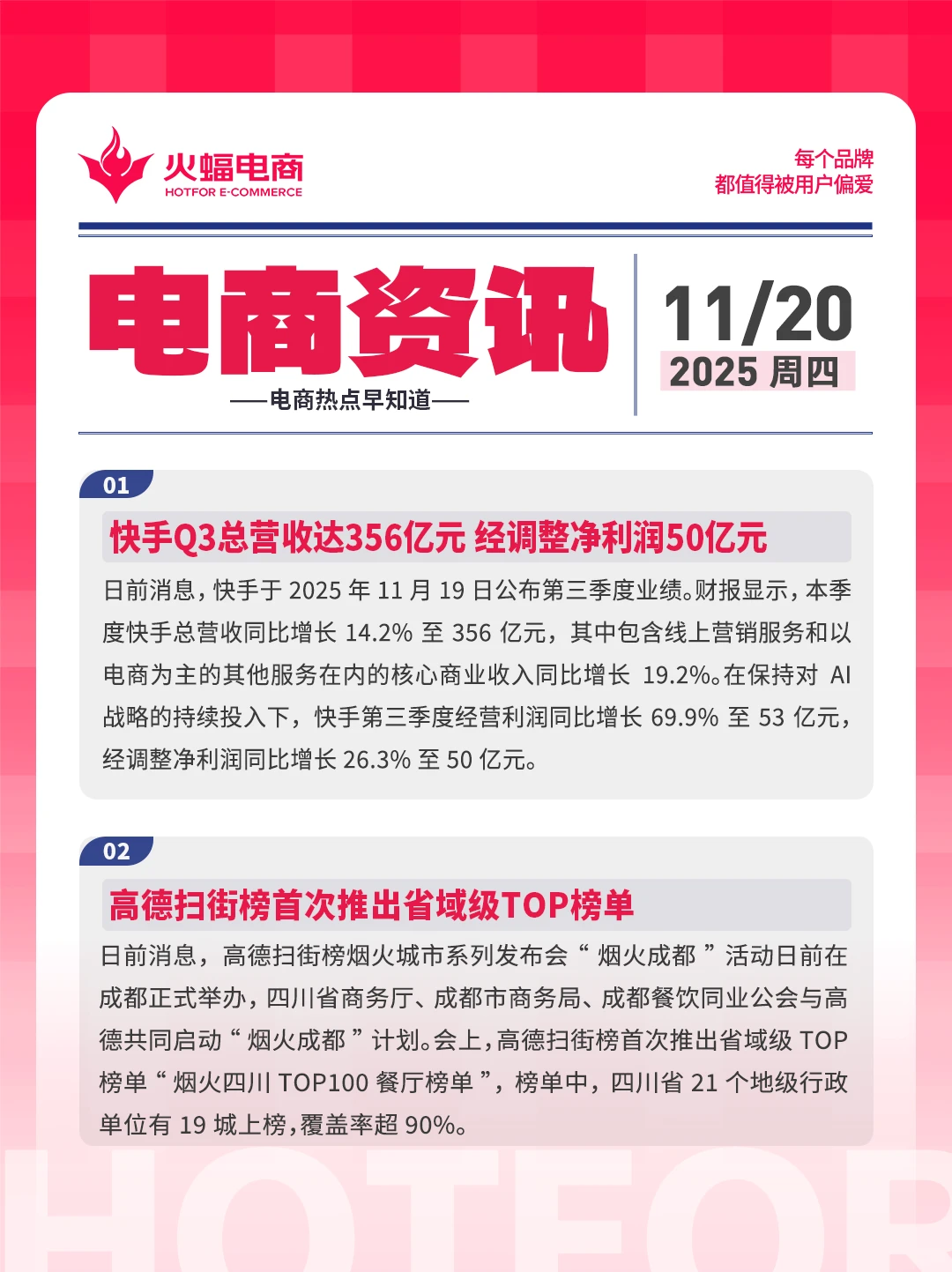 11.20电商资讯：高德扫街榜推出省级TOP榜单