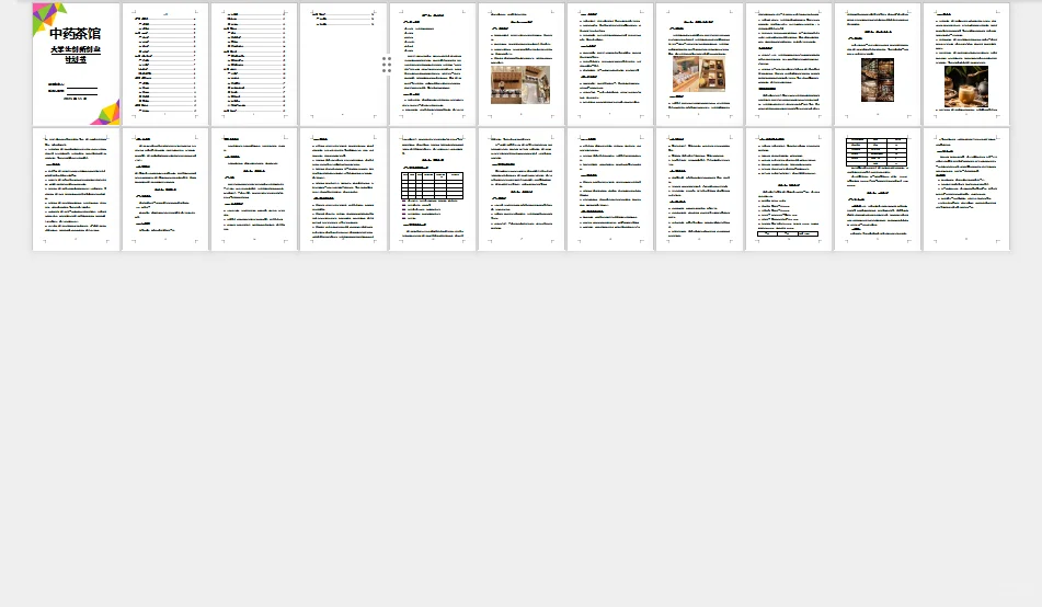 中药茶馆大学生创新创业计划书Word+PPT