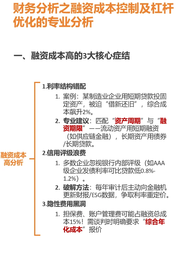 ??财务分析之融资成本控制及杆杠优化分析
