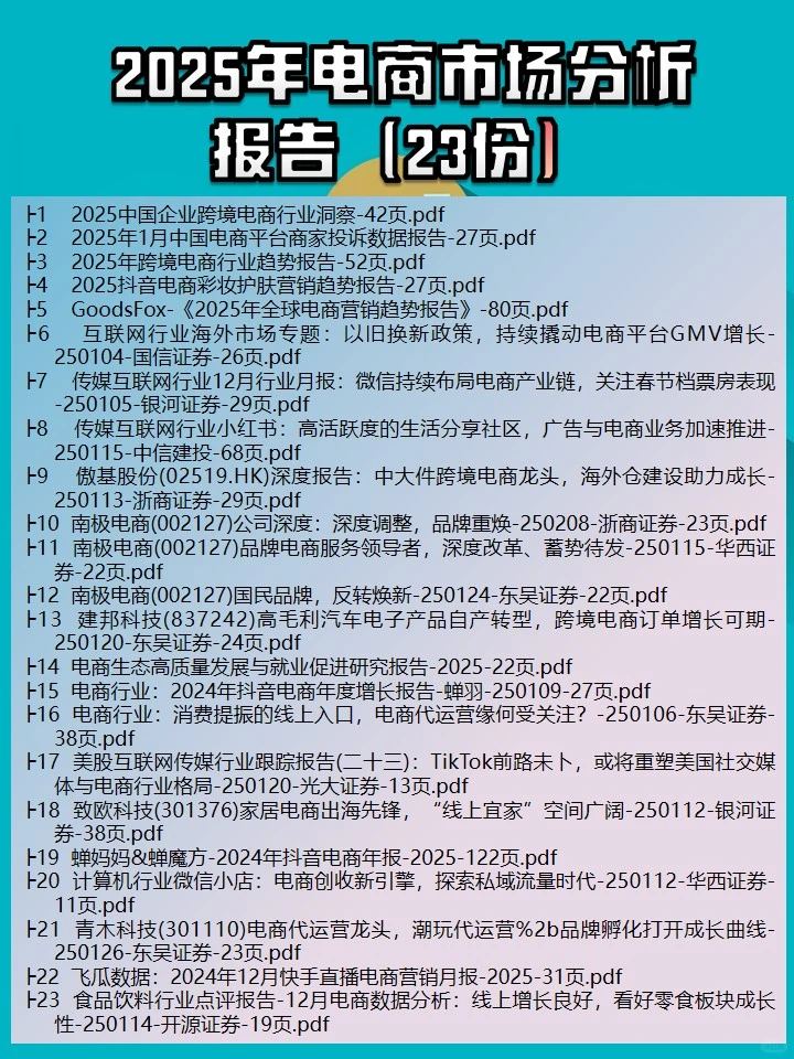 2025年电商市场分析报告（23份）