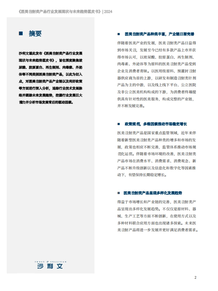 医美注射类产品行业蓝皮书 2024 ?