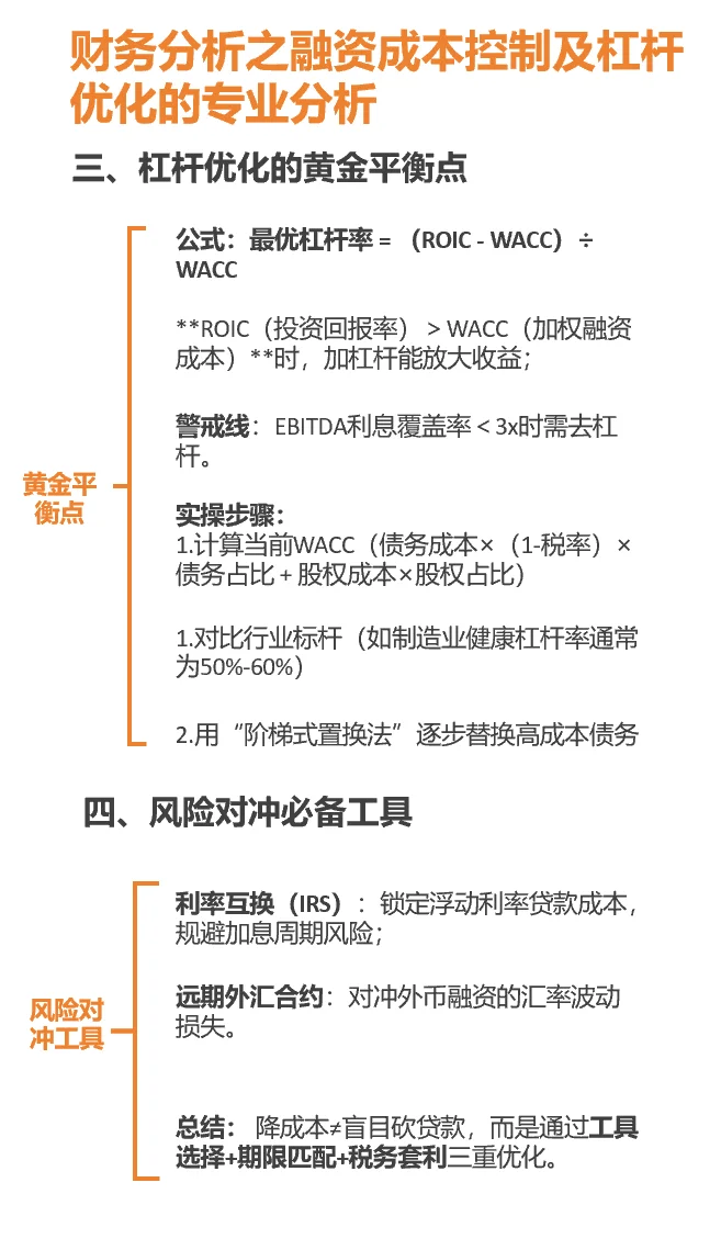??财务分析之融资成本控制及杆杠优化分析