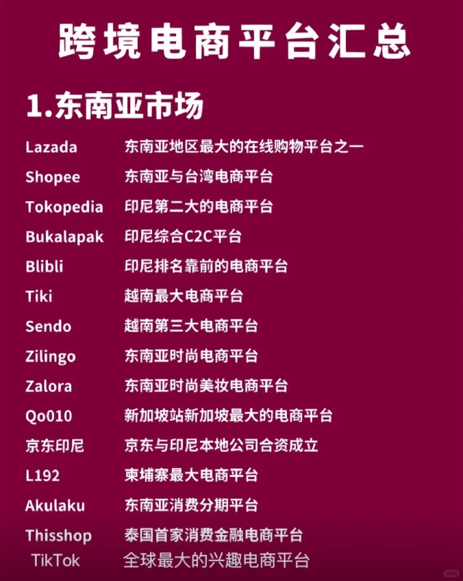 全球跨境电商平台汇总 各市场平台闭眼冲！