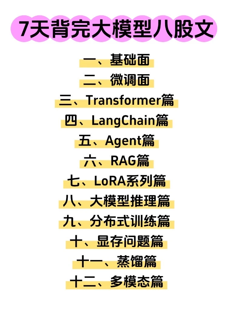 大模型八股文，7天背完面试通过率98%