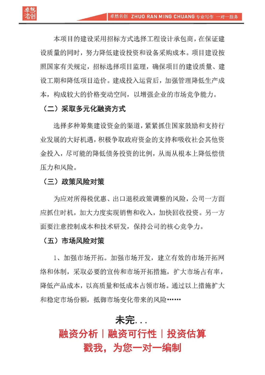 项目融资分析报告，资方看重的要点是什么