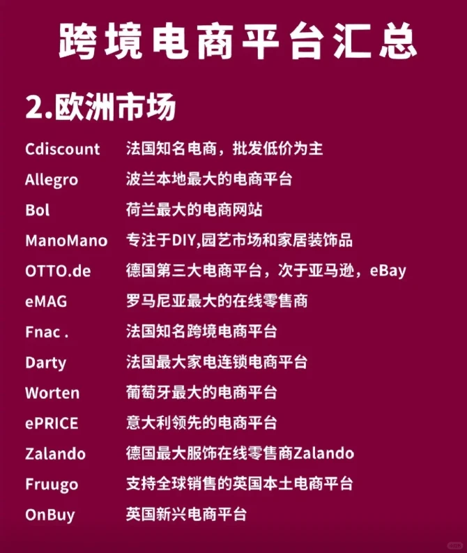 全球跨境电商平台汇总 各市场平台闭眼冲！