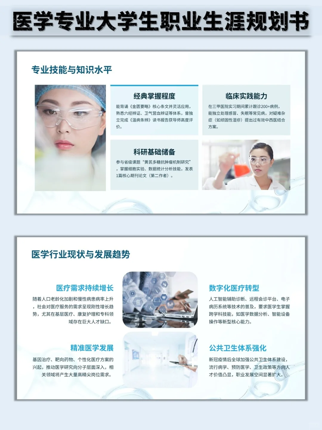 医学专业职业生涯规划书word➕PPT