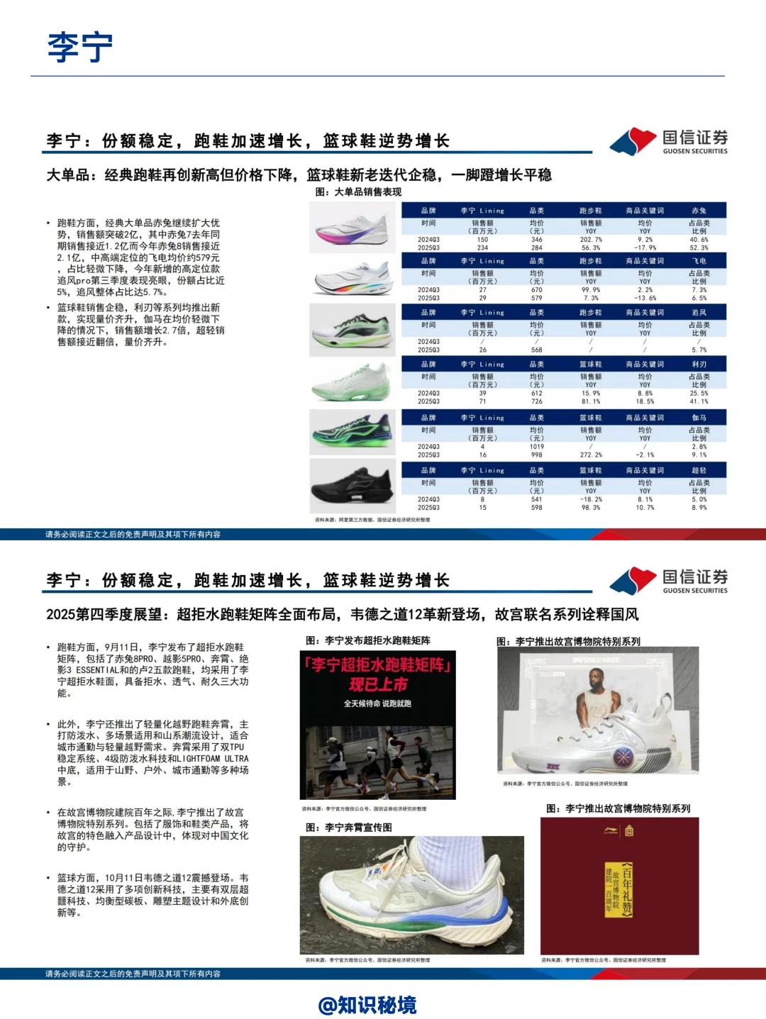 2025年Q3运动品牌产品竞争分析