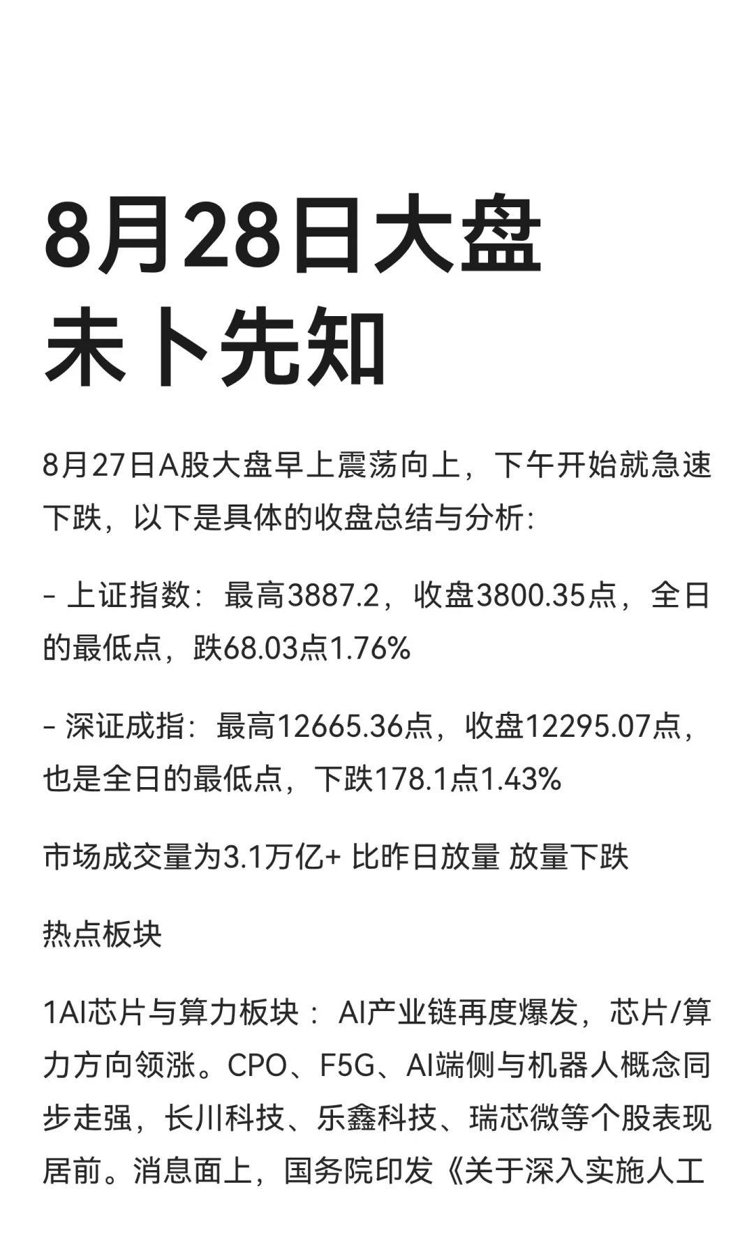 8月28日大盘未卜先知