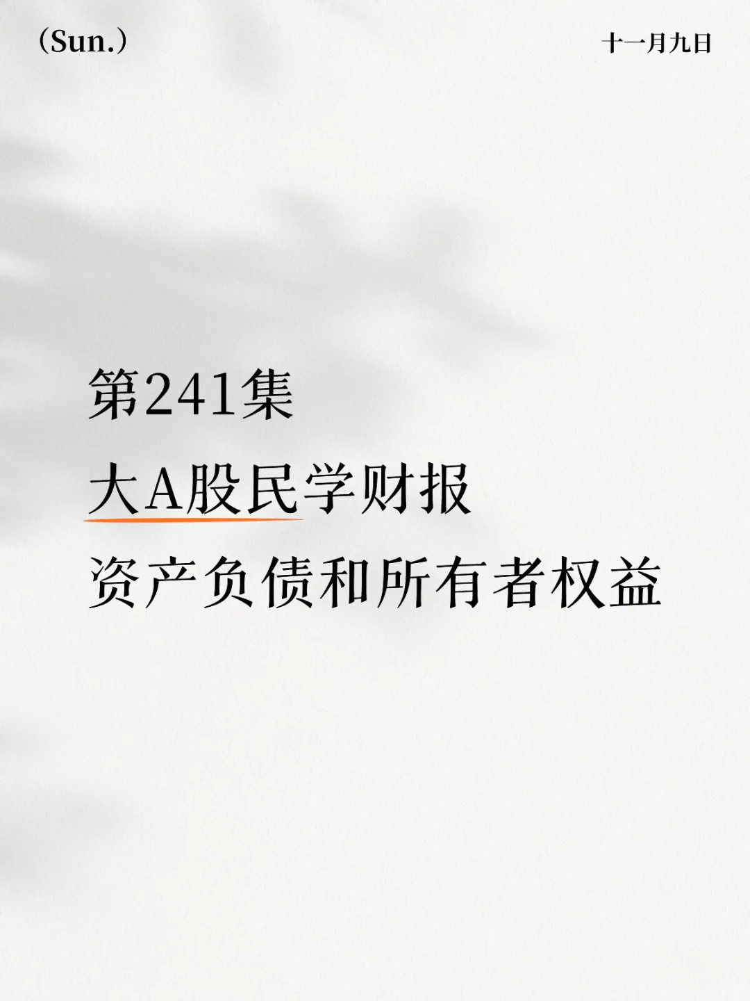 第241集|财报资产负债和所有者权益