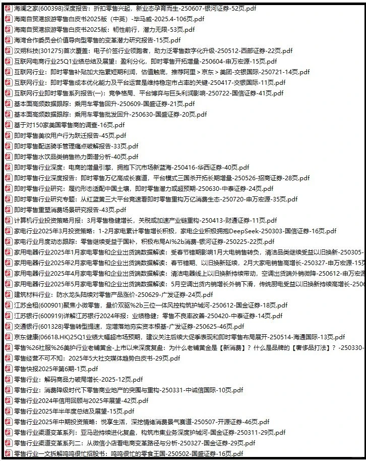 2025年零售市场分析报告（200份）