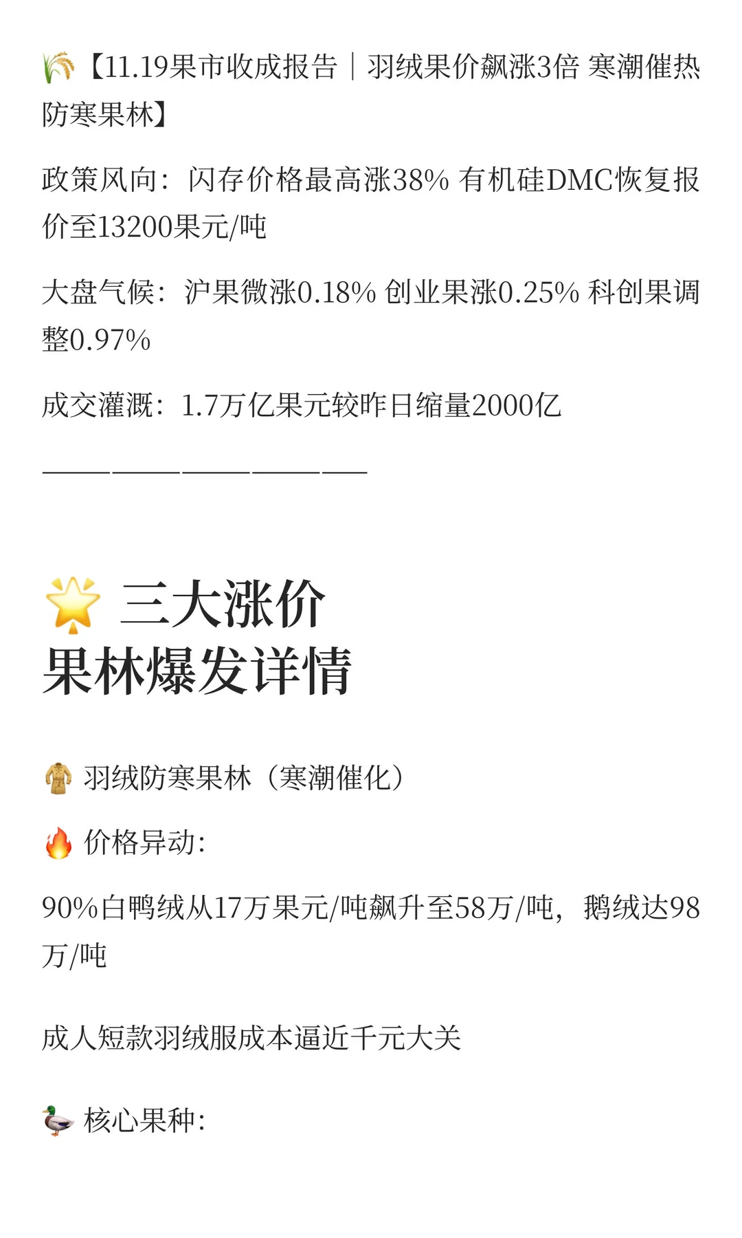 11.19果市收成报告