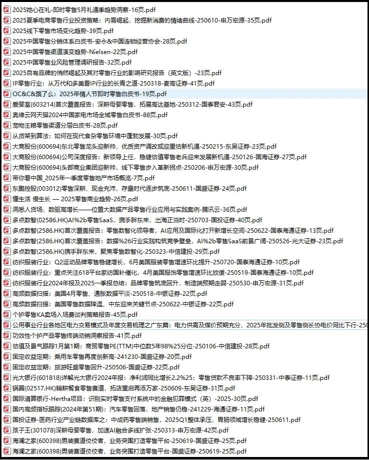 2025年零售市场分析报告（200份）