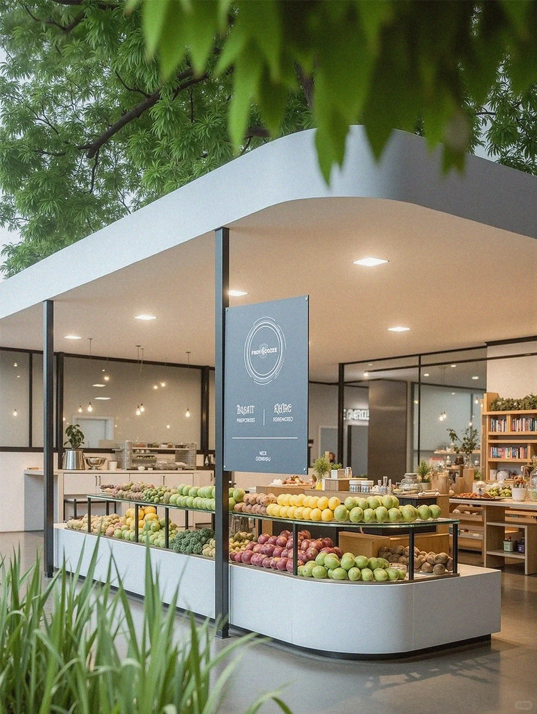 「公园+水果茶饮店」