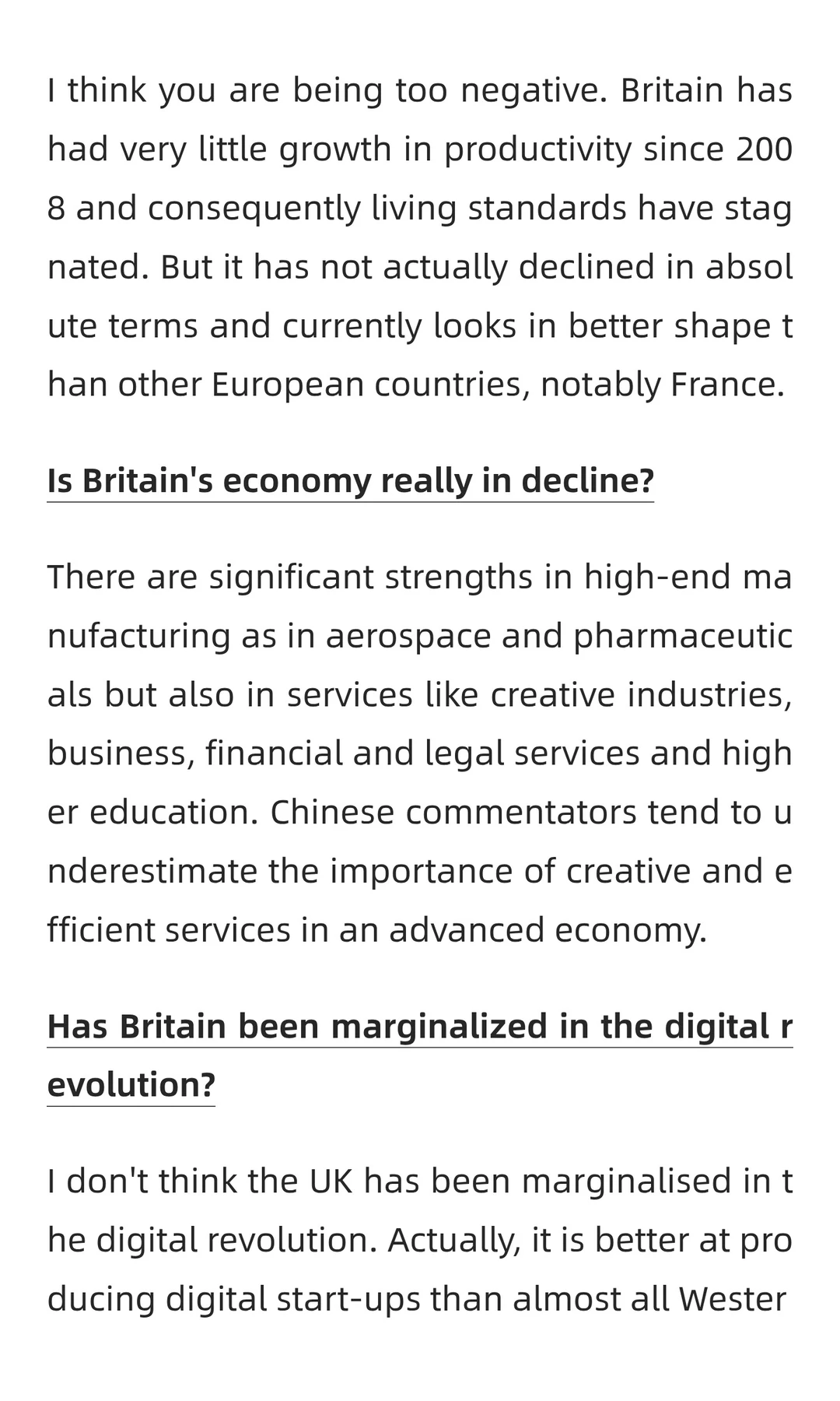 答网友问：世界经济怎么了？英国还行吗？