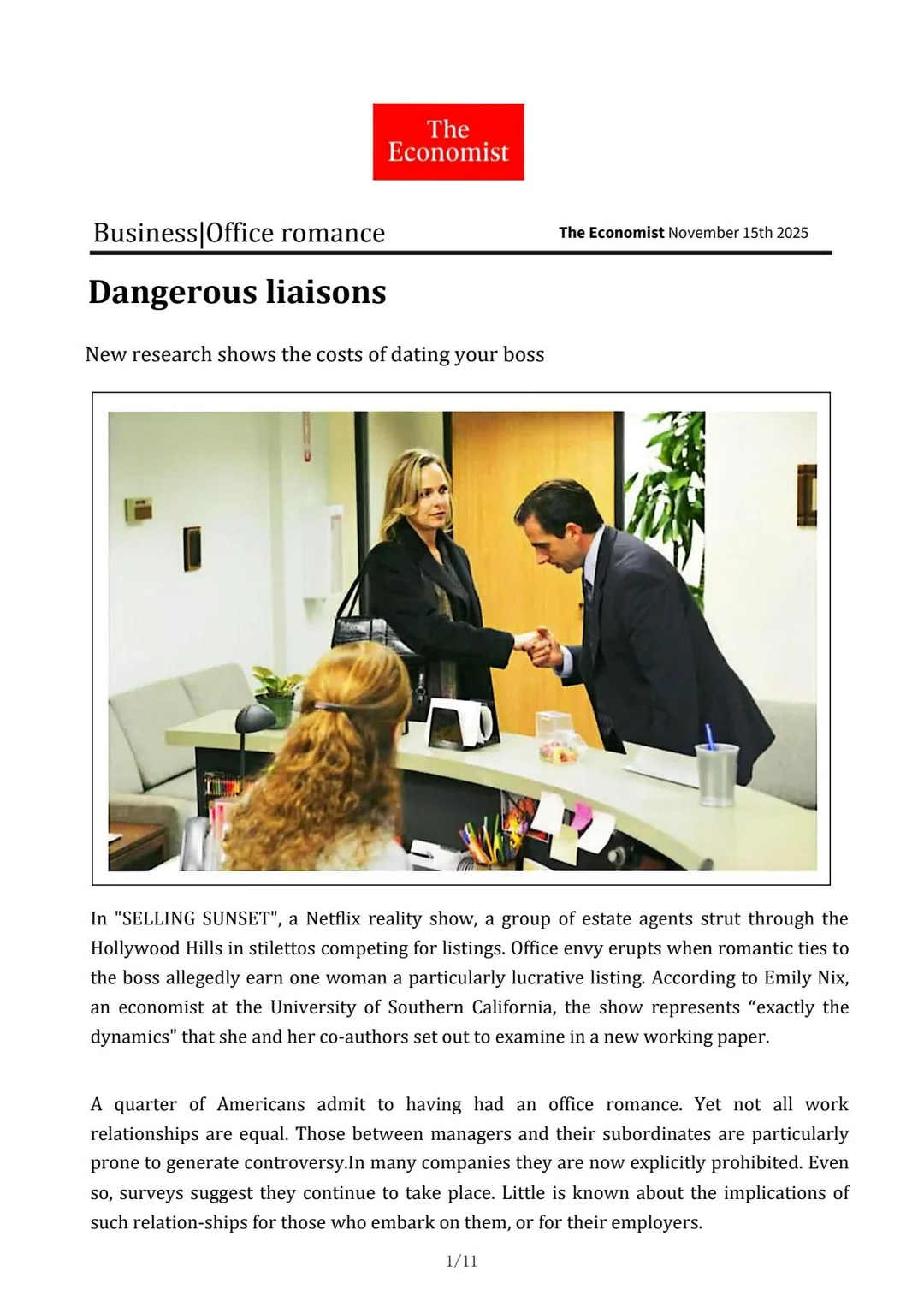 外刊精读5| 办公室恋情