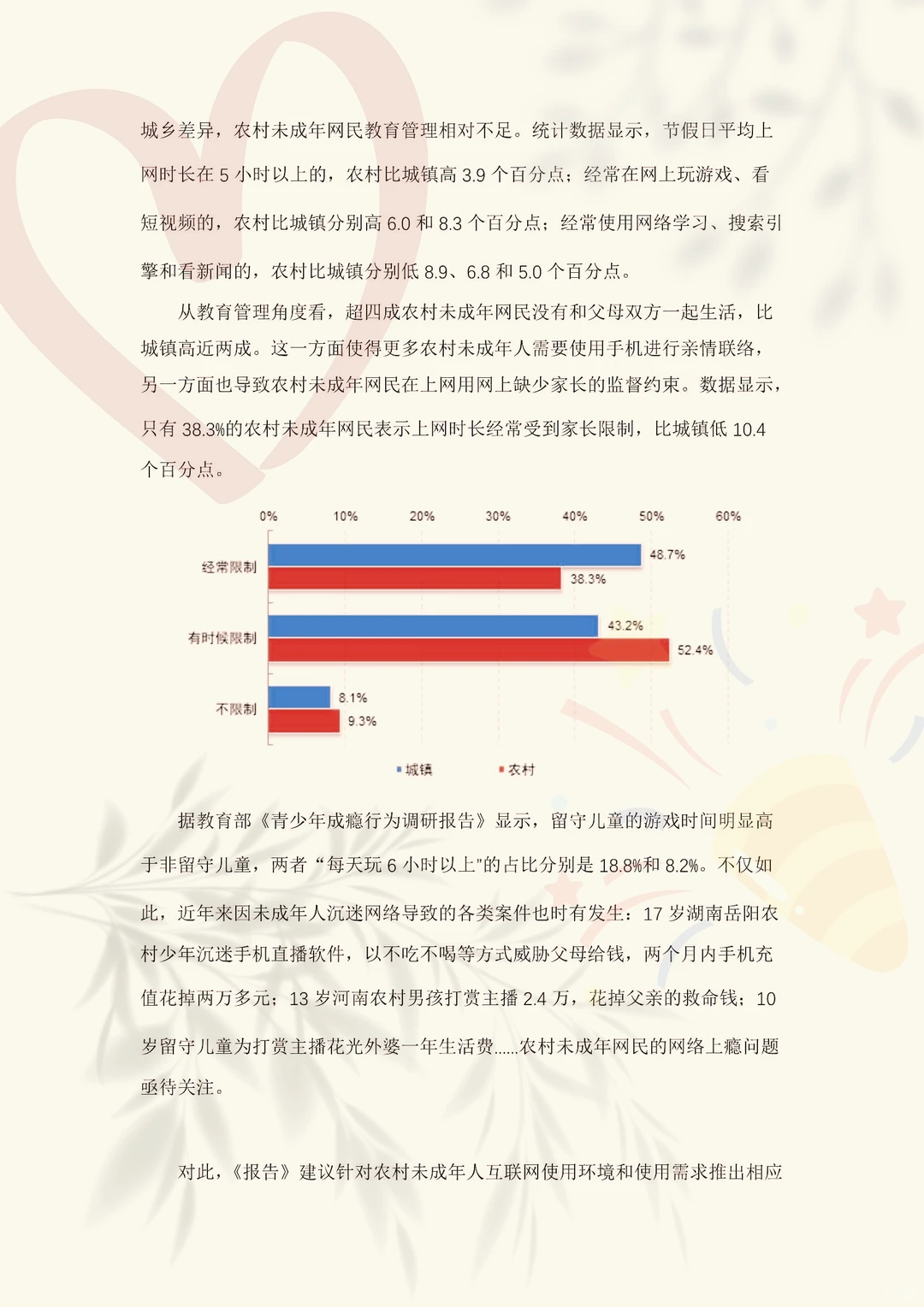 大学生调研报告-农村未成年人互联网普及率