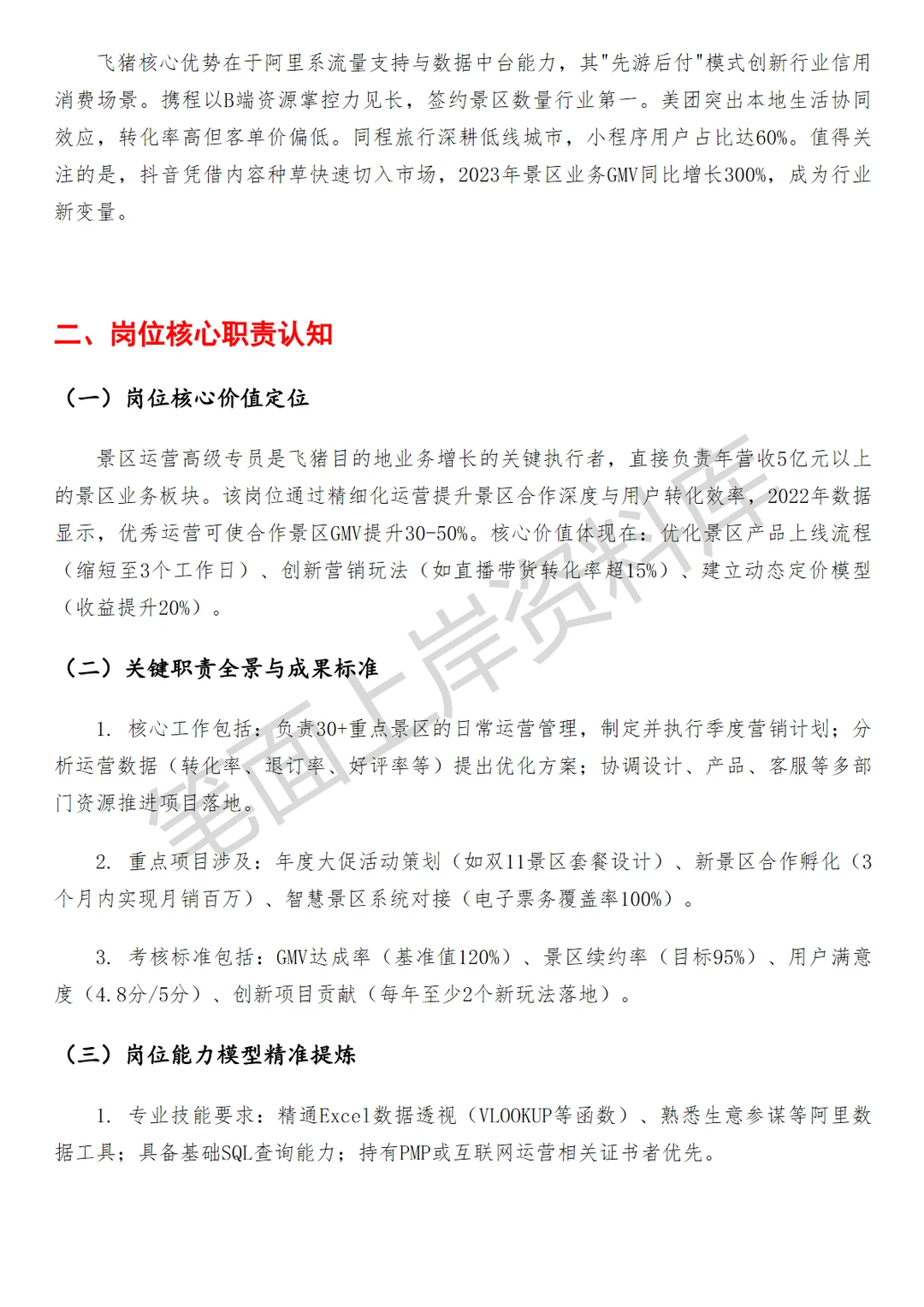 旅游飞猪景区行业运营高级专员