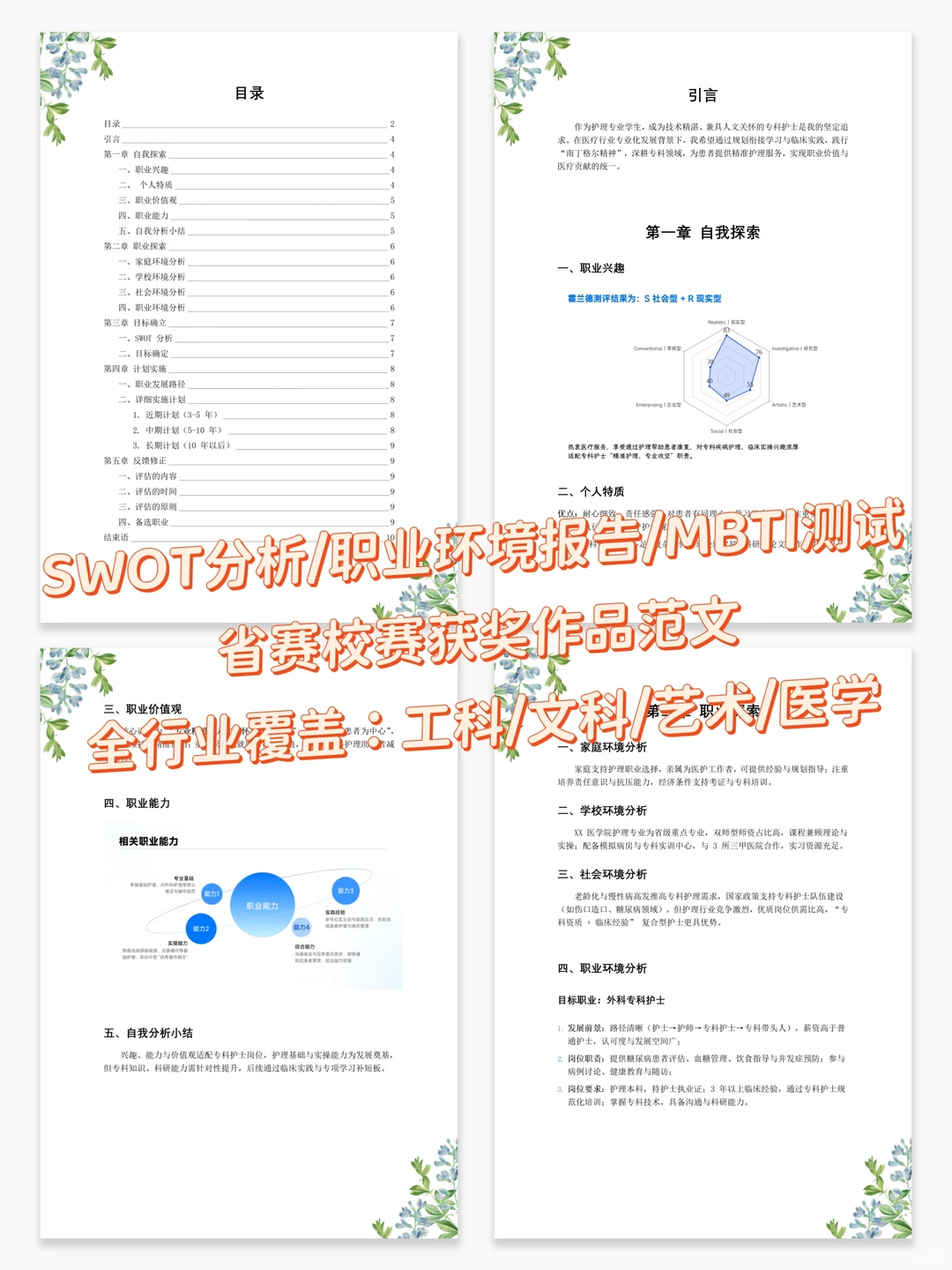 2000 字版职业生涯发展报告+PPT模板