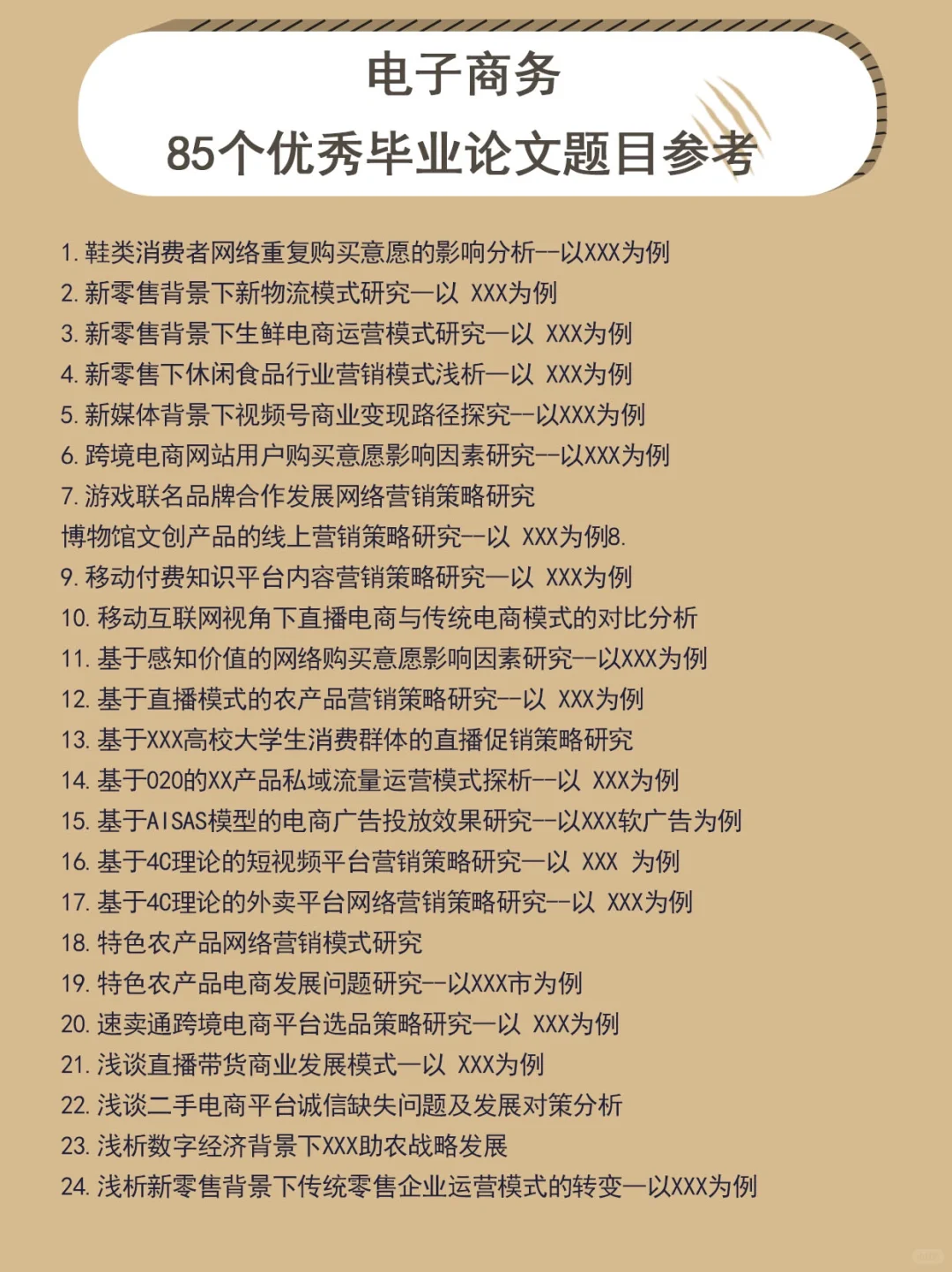 电商选题?85个优秀毕业论文题目