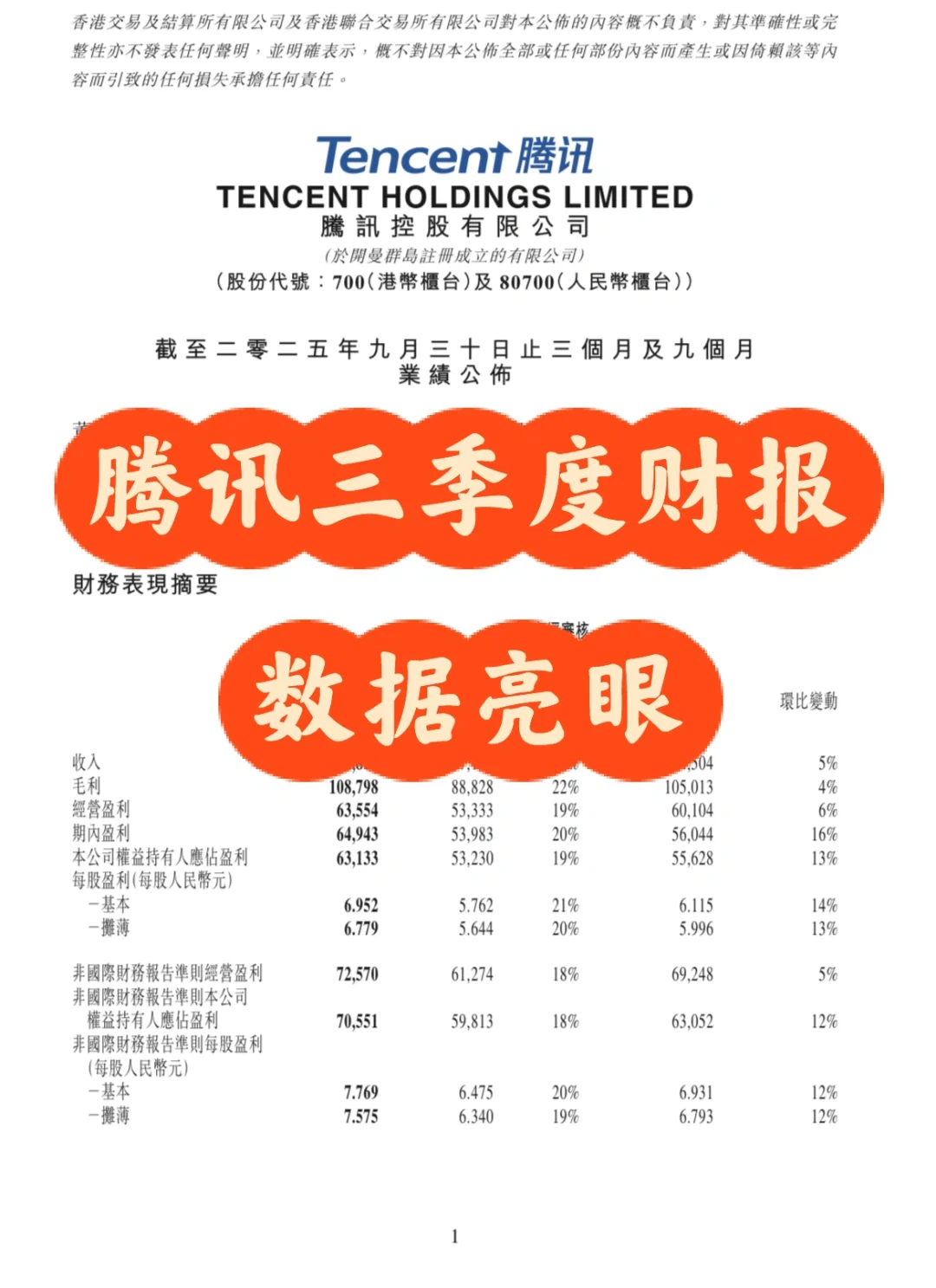腾讯三季度财报 简单分析 -1-