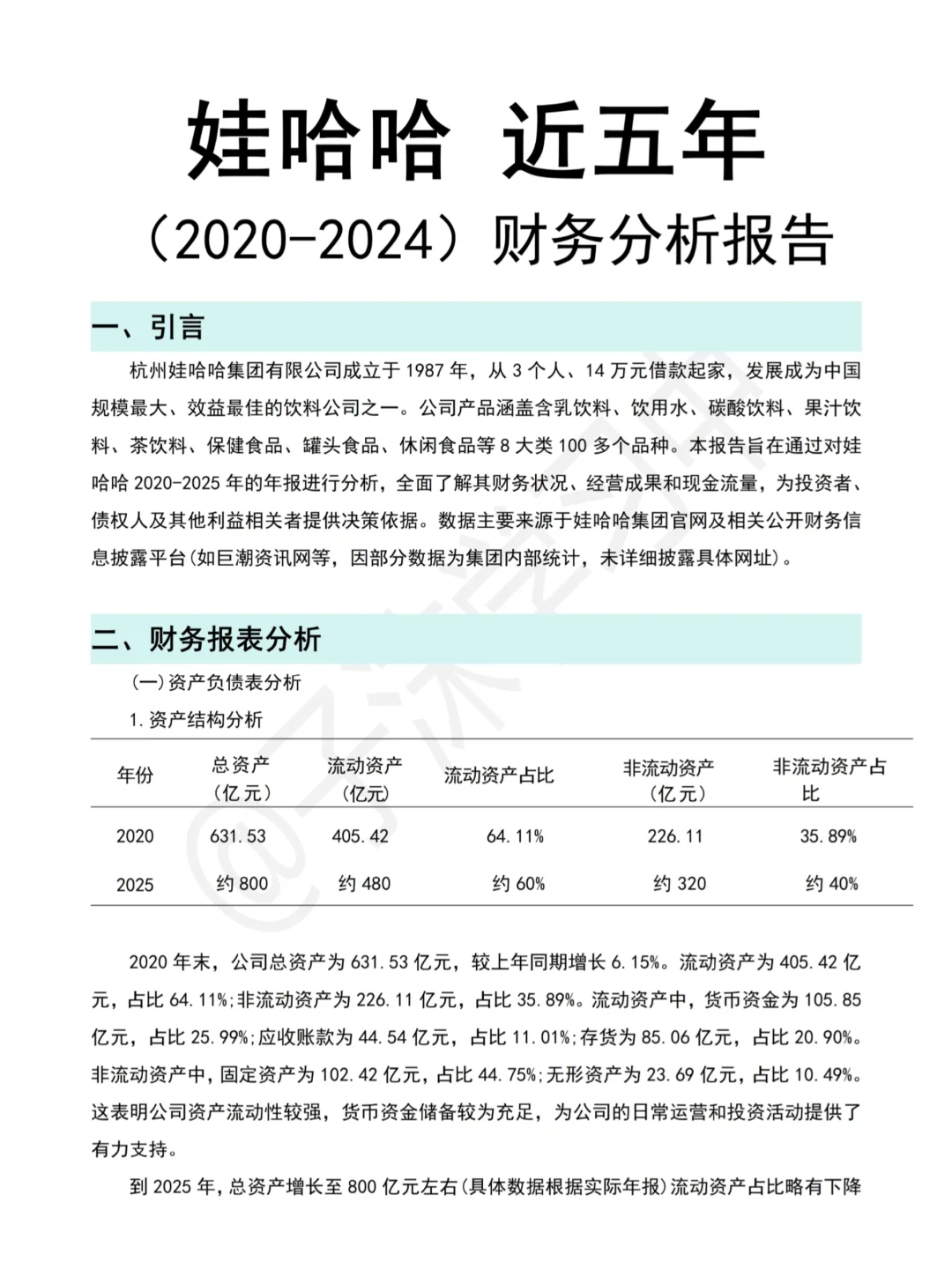 哇哈哈近五年财务分析报告就这样写完啦?
