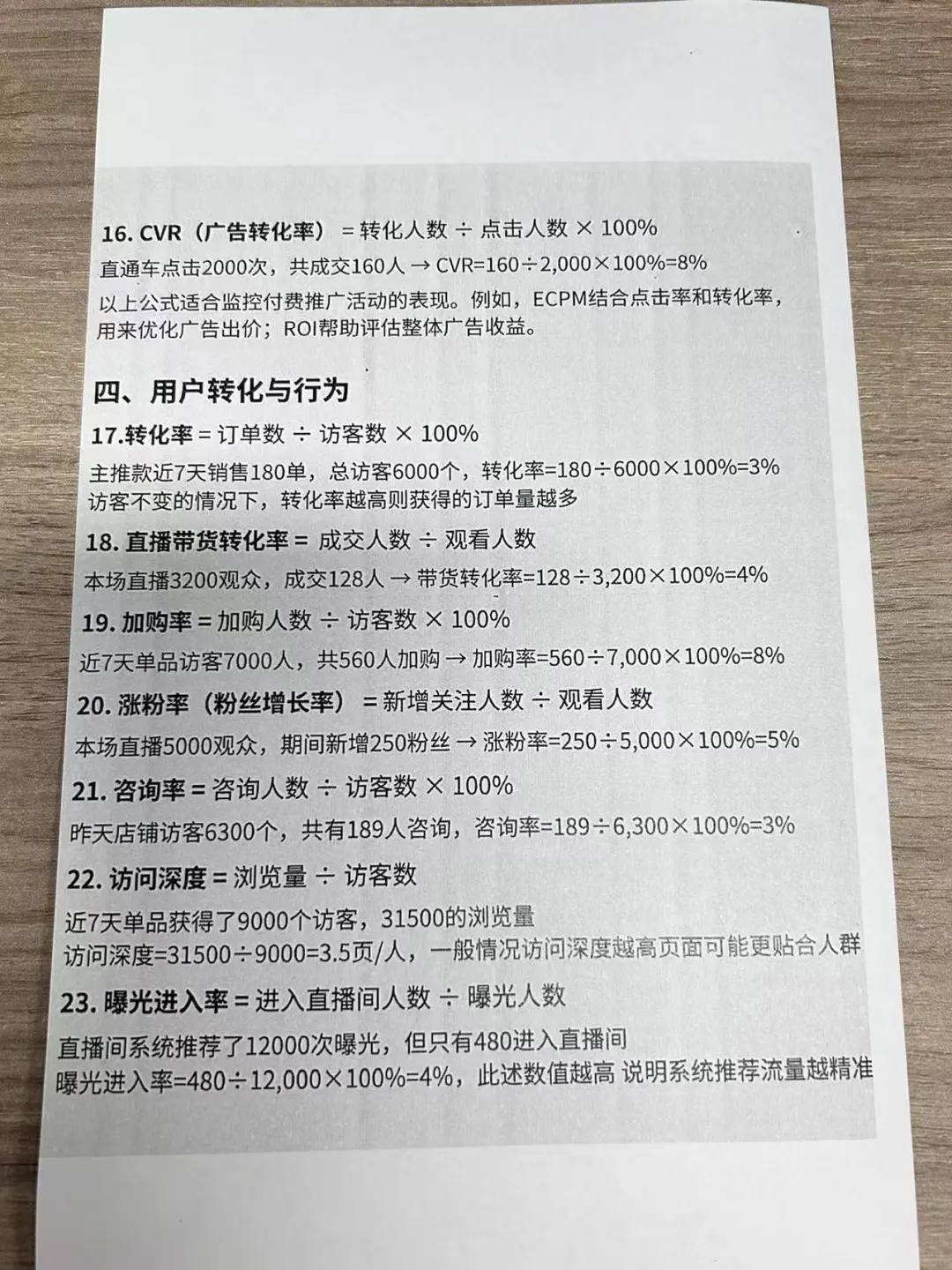 做电商常用的计算公式