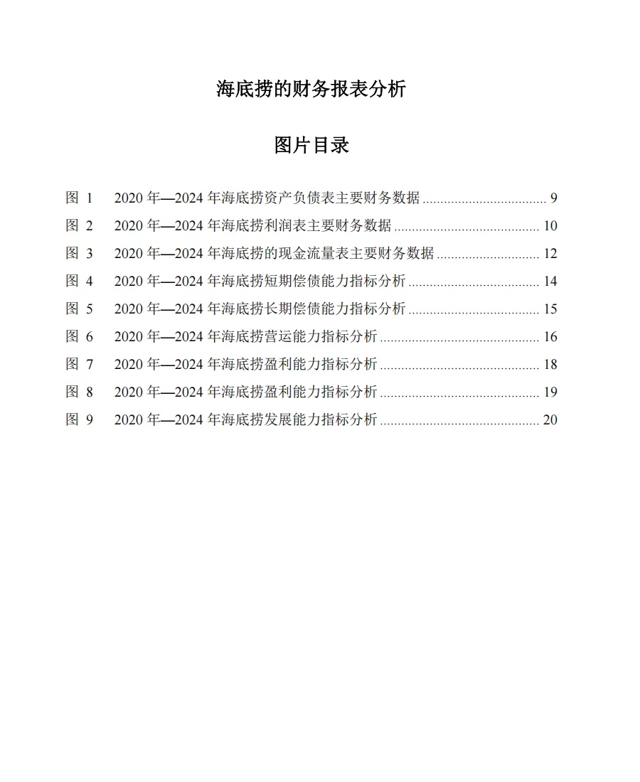 海底捞2020年-2024年财务报表分析