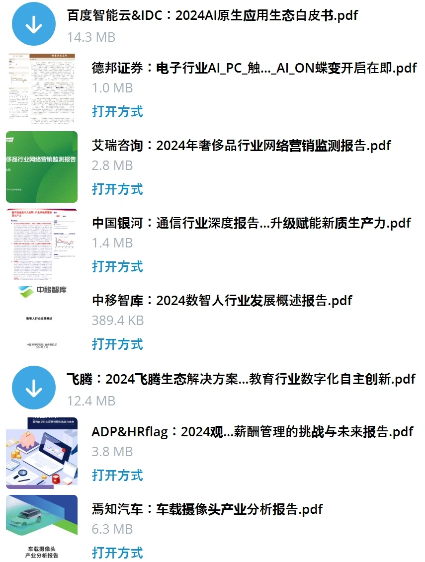 全网行业报告/研报适用于写论文找投资方向