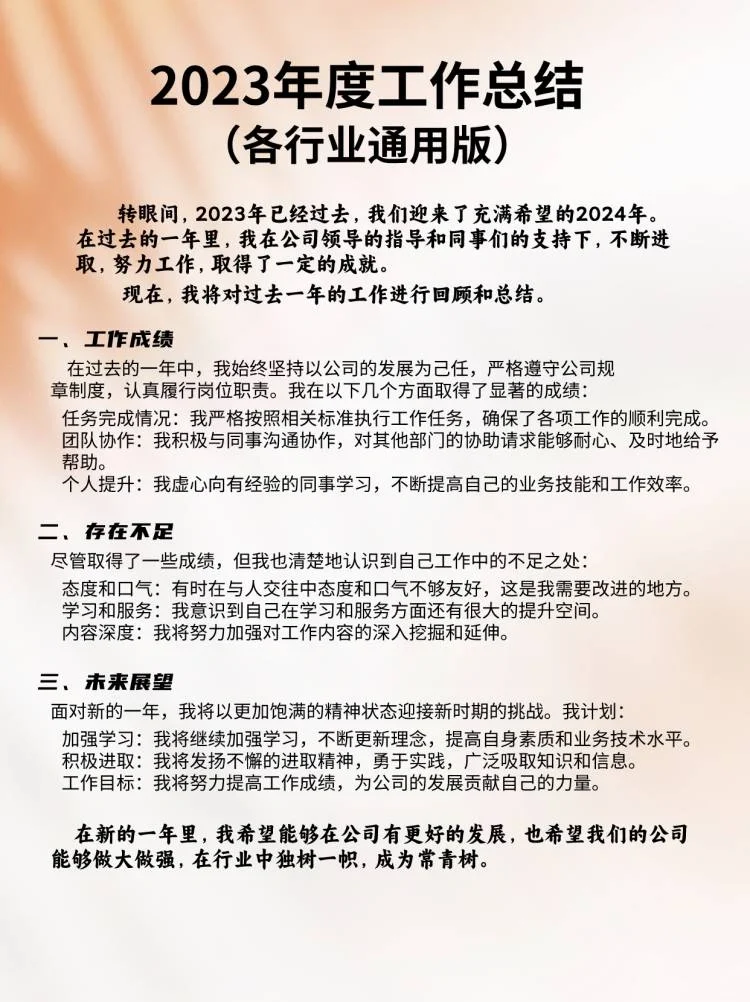 2023年度工作总结（各行业通用版）