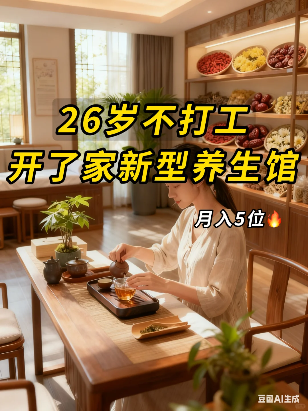 26岁不打工,开了家新型养生馆,月入5位!