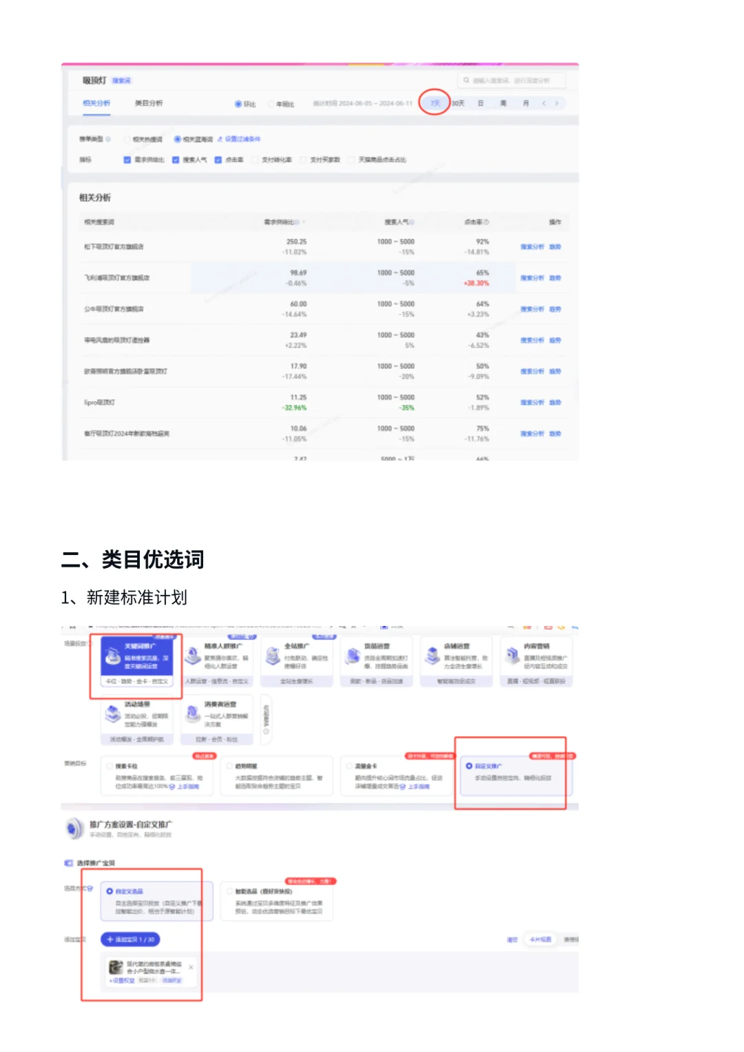 淘宝推广关键词计划该如何选词
