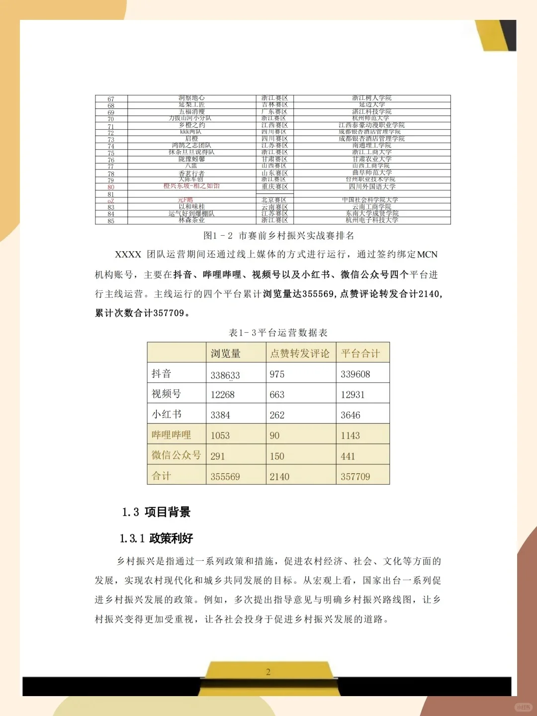 三创赛国金?乡村振兴获奖项目商业计划书