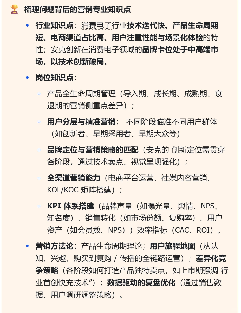 安克创新产品营销经理面试复盘拆解