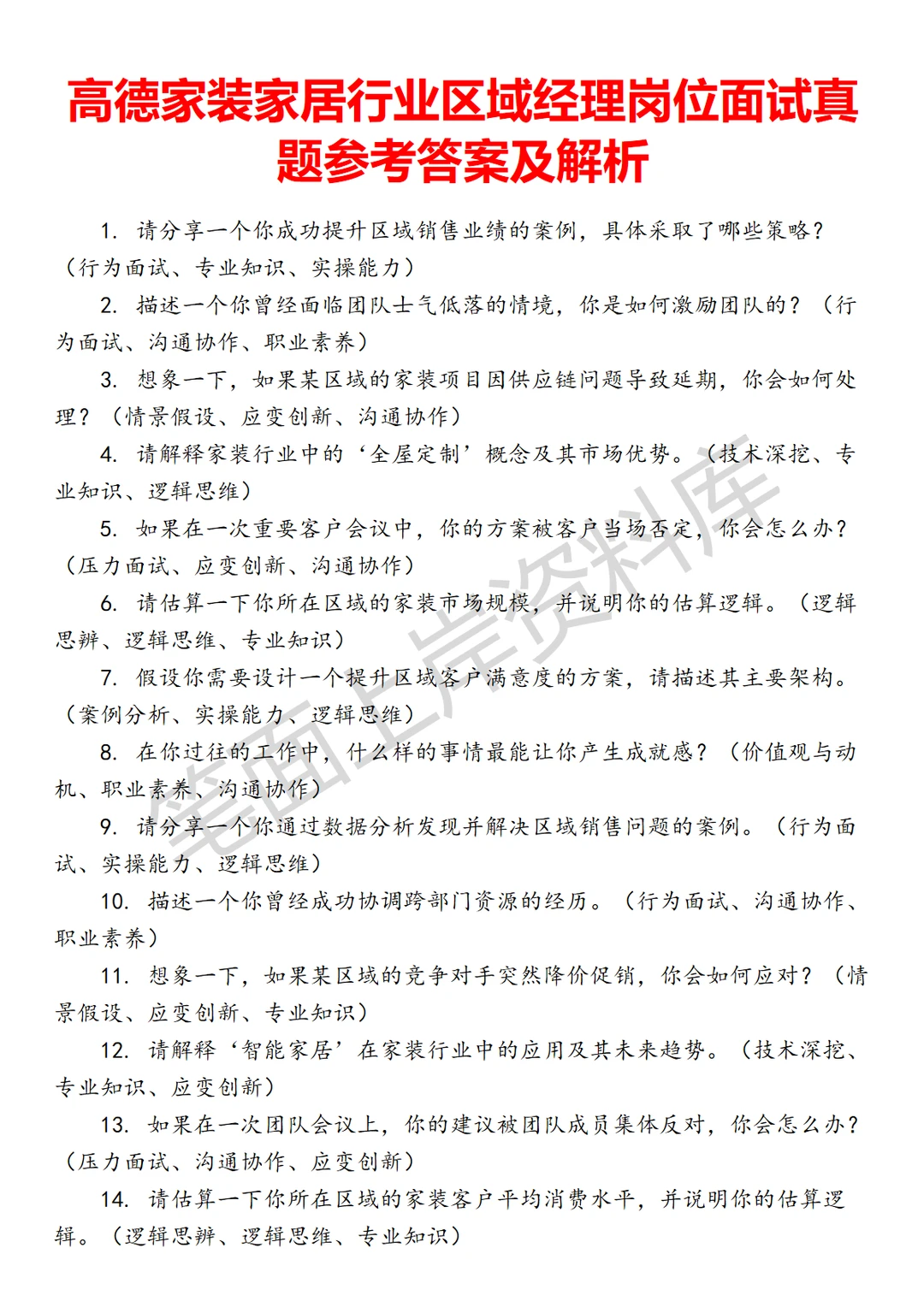 高德家装家居行业区域经理