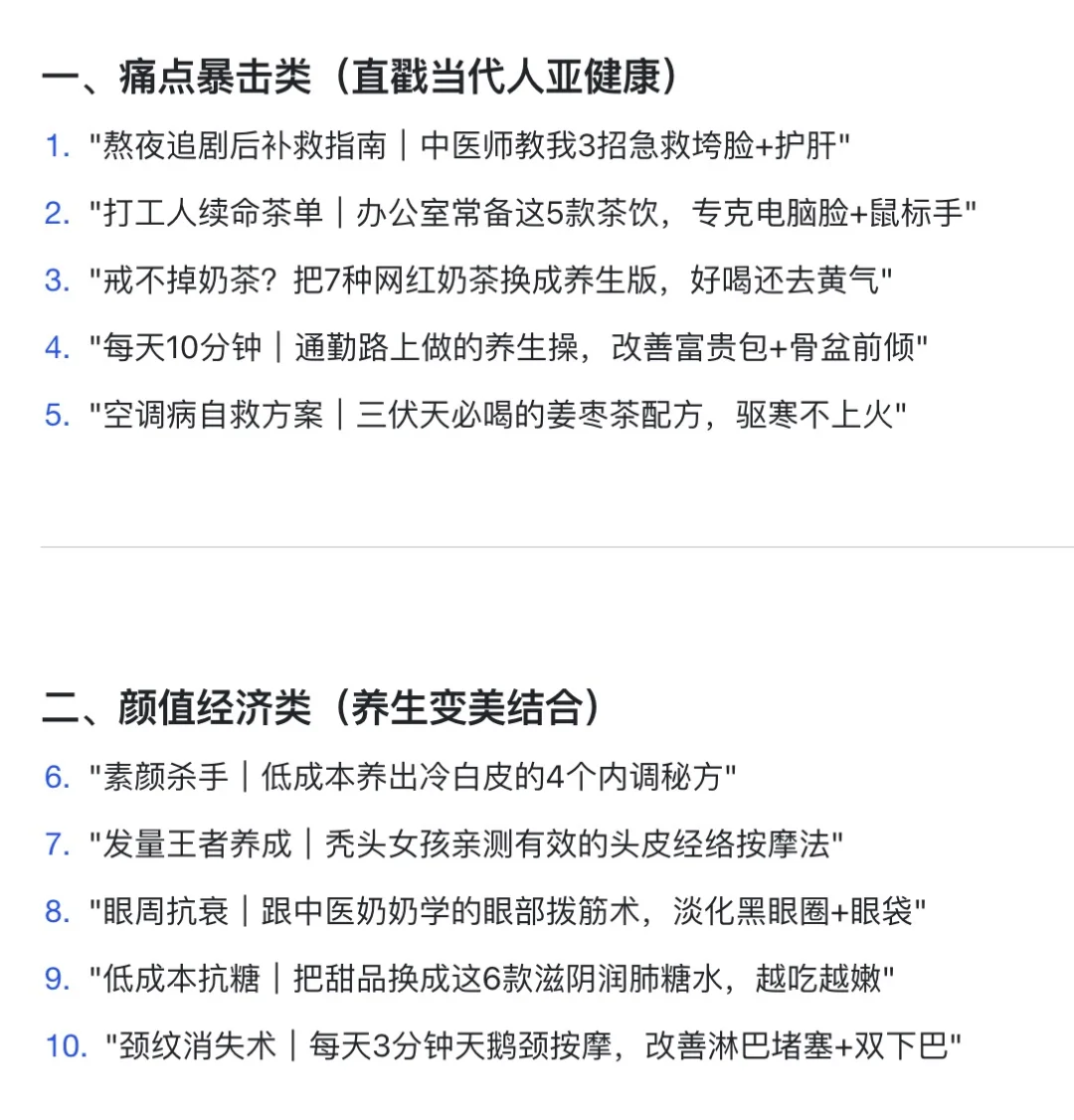中医赛道50个爆火选题！全是干货?