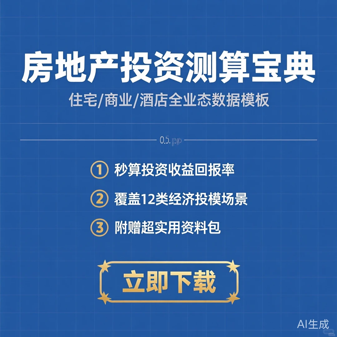 房地产投模测算｜成本收益数据资料库