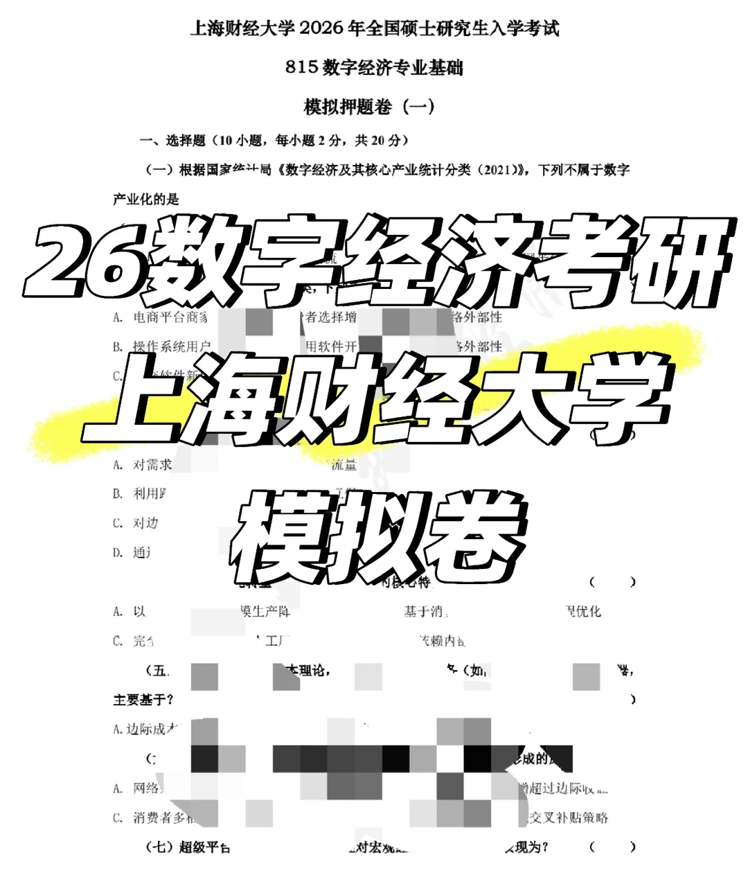 数字经济学模拟卷已全面上线！