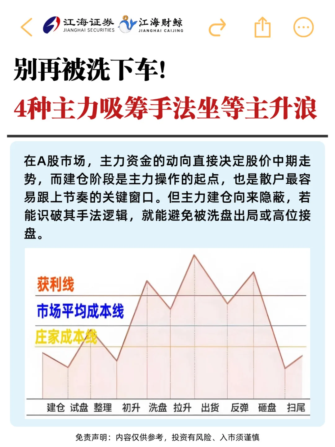 ?别再被洗下车！4种主力吸筹手法坐等主升