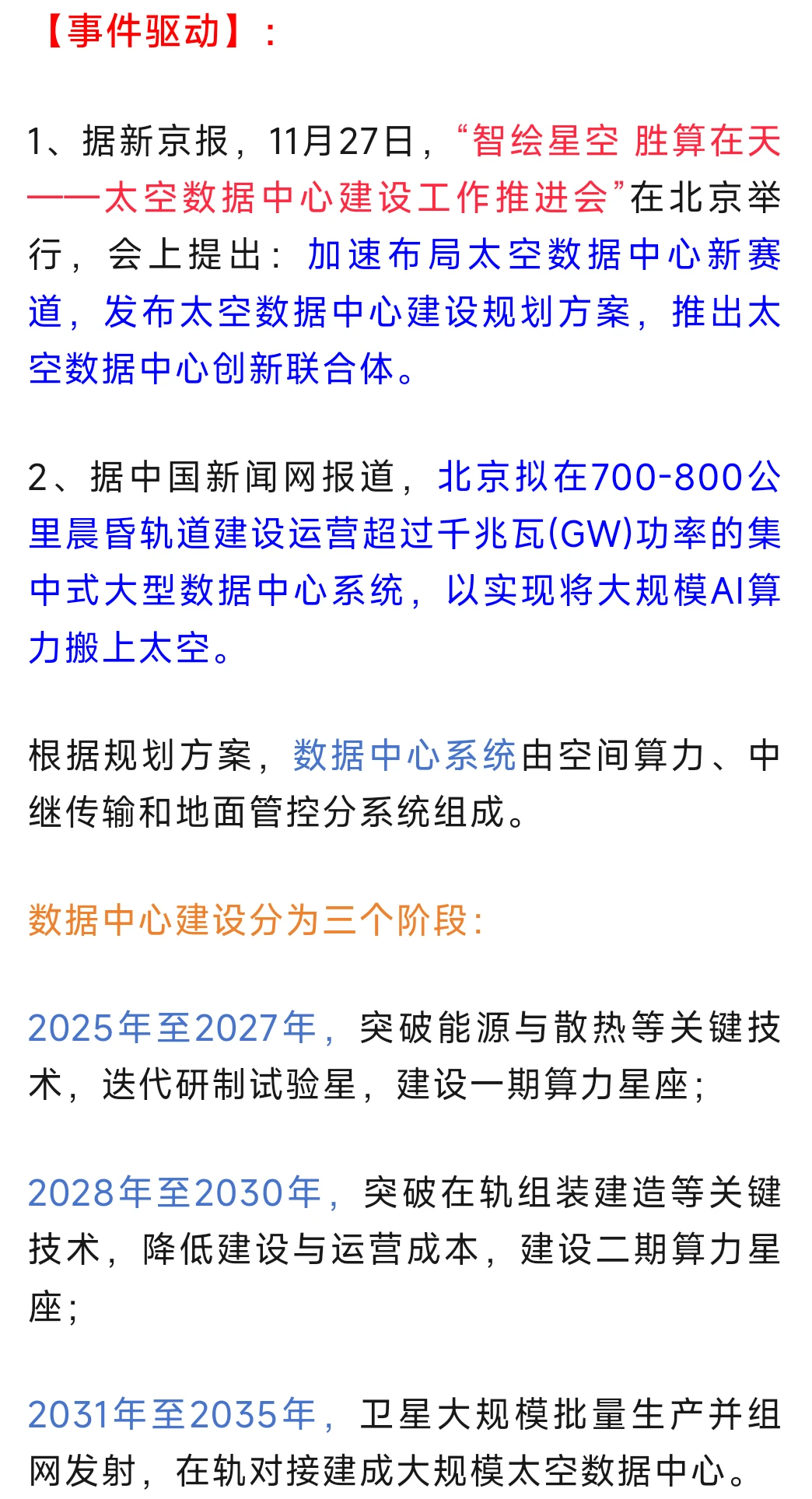 太空算力概念股