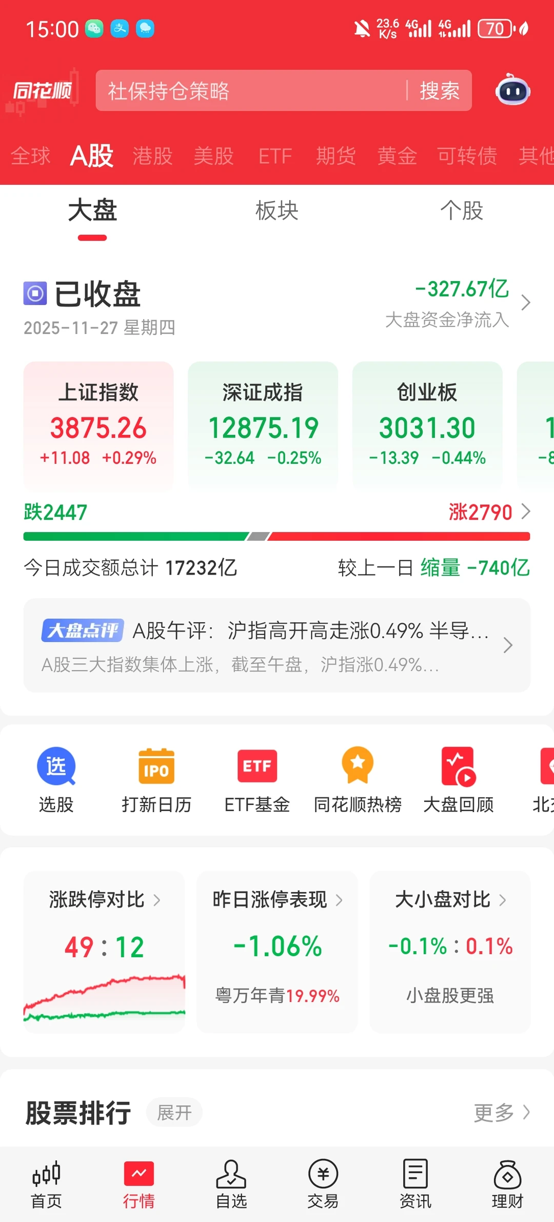 大学生炒股记录 2025.11.27