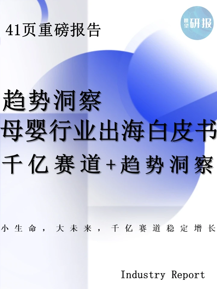 母婴行业出海白皮书：千亿赛道+趋势洞察
