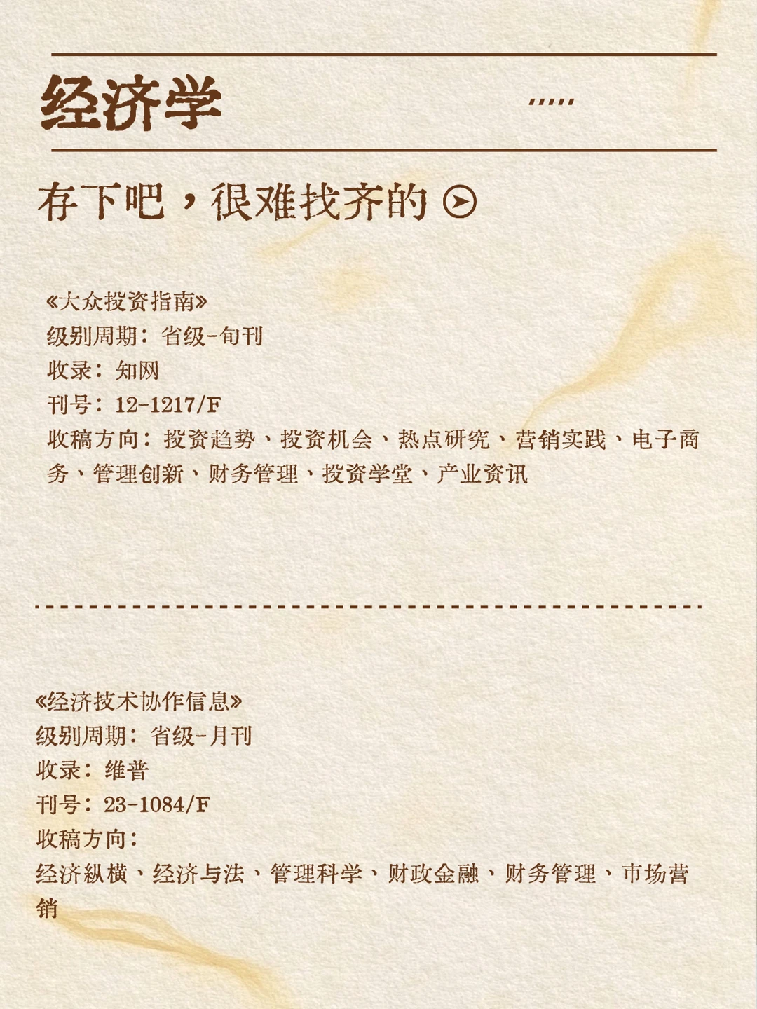 经济学专业存下吧✅几乎不退稿期刊！